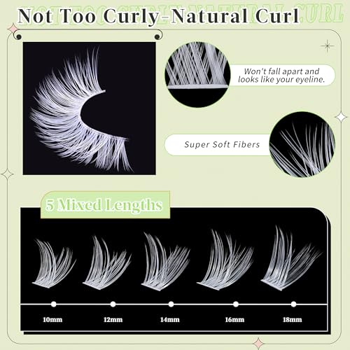 White Lash Clusters 13 50P-White Lash Clusters 10-18MM Wispy Reusable Eyelash Extensions - DIY Cosplay Makeup