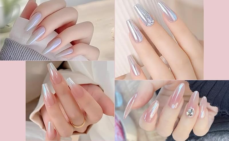 White Pearl Chrome Nail Powder - Iridescent Mermaid Pigment - 1 Jar