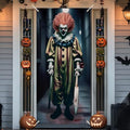 Halloween Scary Clown Door Cover Banner for Indoor Outdoor Party Decor - 72 x 35 Inches