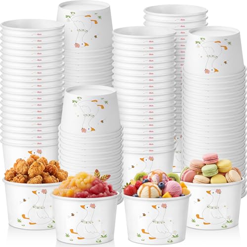 Hsei Silly Goose Disposable Ice Cream Cups - 16oz Party Snack Bowls, Set of 60
