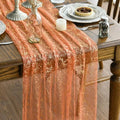 Orange Gold Gauze Table Runner 59x120 Inch Glitter Metallic Sheer Wedding Dinner Decor