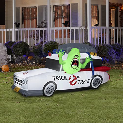 7-Foot Inflatable Ghostbusters Ecto-1 Mobile Yard Decoration with Slimer, Green White Red Blue