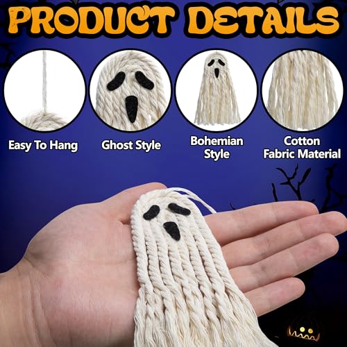 12 Pcs Halloween Boho Ghost Macrame Decorations - Small Edition