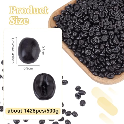 Artificial Coffee Beans Decor Bulk Set - 1428pcs, 500g, Realistic PVC Mini Beans for Home & Shop Display