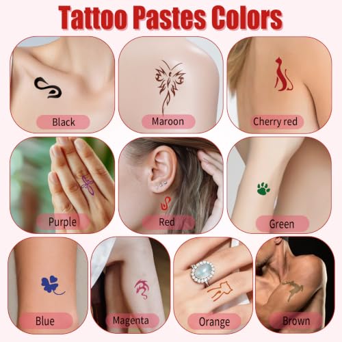 Temporary Tattoo Kit for Women Men Teens - 10 Colors, Waterproof & Safe