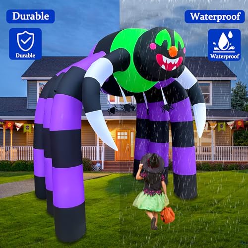 10FT Giant Halloween Inflatable Spider Arch Outdoor Decor with LED Lights