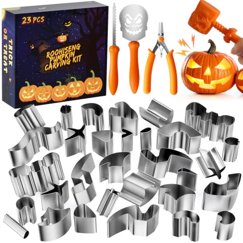 Pumpkin Carving Kit Tools with Stainless Steel Stencils & Accessories - Variation 23