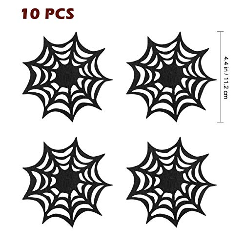 Halloween Spider Web Coasters Set - Black Cobweb Placemat Decorative Tableware (10pcs)