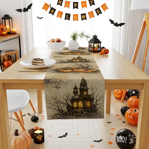 Halloween Pumpkin Table Runner - Jack O' Lantern Fall Decor, Variation of THIS listing