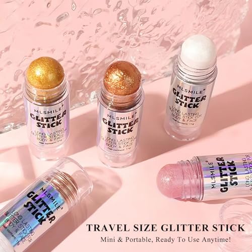 Multi-Use White Roll-On Face & Body Glitter Stick - Moisturizing & Brightening - Portable Cosmetic