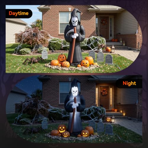 8FT Inflatable Grim Reaper with Scythe Halloween Yard Decor LED Lighted Outdoor Decoration