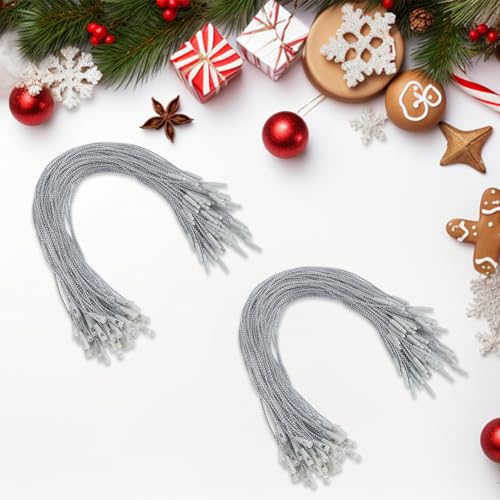 Silver Christmas Ornament Hangers Strings with Snaps - 200 Pack