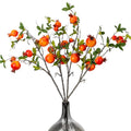 31.5in Faux Pomegranate Flower Stems - 4 Pieces Red Berry Decor for Vase & Holiday Arrangements