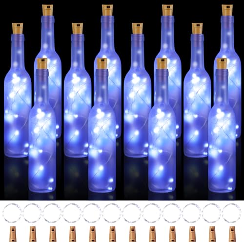 Frosted Wine Bottle Lights Set - 12 x 375ml Cork Fairy Lights with 30 LEDs
