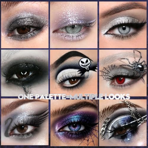 Goth Smokey Eyeshadow Palette - Black, Grey, Silver, Glitter & Matte Shades - Variation of THIS listing