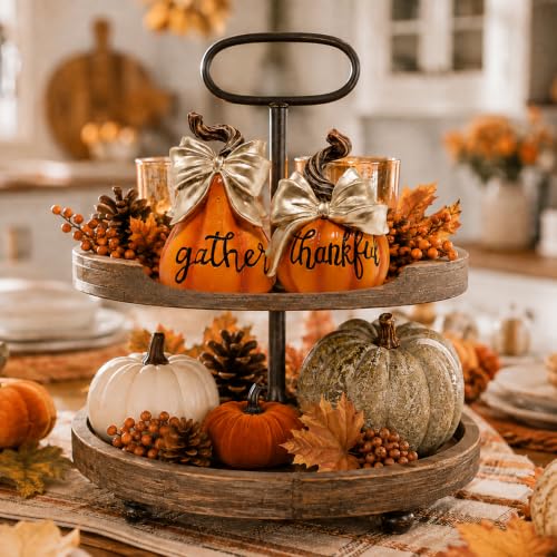 Harvest Pumpkin Duo Thanksgiving Fall Decor - Gather & Thankful Set