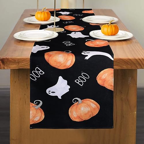 Halloween Table Runner Ghost Pumpkin 14x72 Inch for Holiday Party Decor