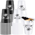 Potchen Halloween Party Disposable Plastic Cups 16oz Black & White Spider Variation of 60 Pcs