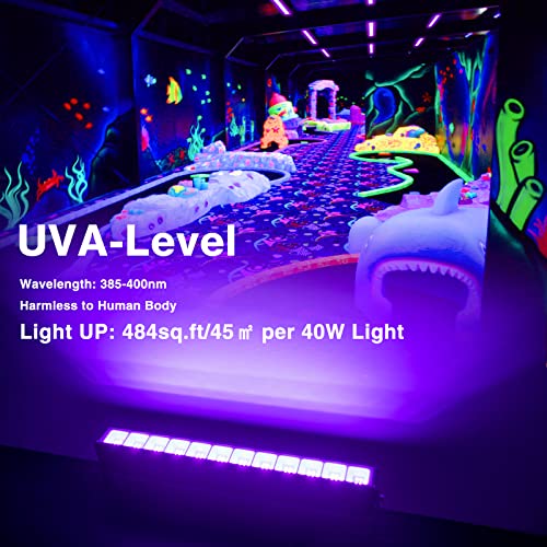 4PCS 40W Black Light LED Bar for Glow Parties, Halloween, Body Paint, Stage & Bedroom Lighting - Variation of 4 / 40 Watts