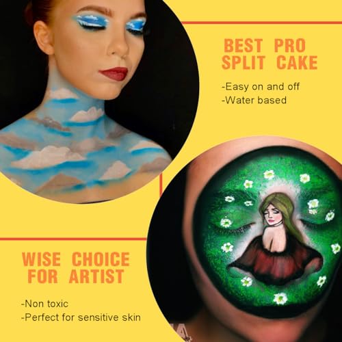Split Cake Face Paint - Flame Design 10g Non-Toxic Colored Body Makeup for Adults - Flame
