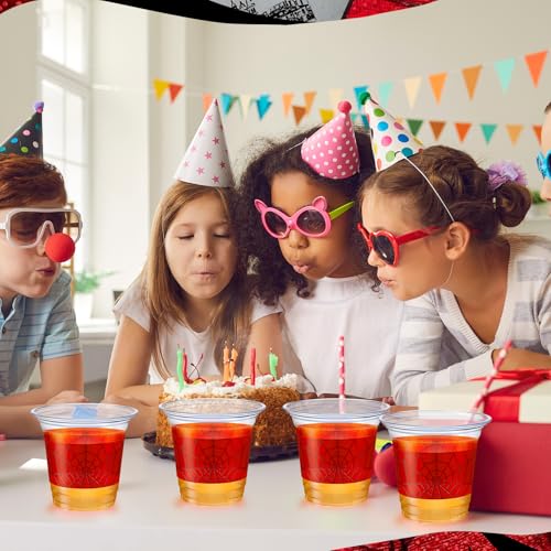 Spider Book Disposable Plastic Cups - 100 Pcs 12oz Clear Party Drinkware with Spider Web Design