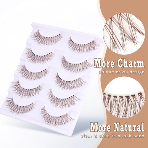 B-Natural Brown False Lash Set - Natural Look Wispy C-Curl Faux Mink Eye Lashes