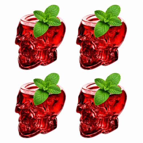 4-Pack Clear Skull Glasses - 12oz/350ml Cocktail & Wine Cups for Halloween & Parties