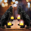 Black Raven Candle Holder Set - Gothic Halloween Decor Tealight Stand - 4PCS