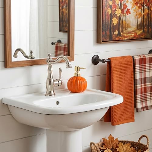 Halloween Pumpkin Soap Dispenser - Orange Ceramic Refillable Liquid Pump Bottle - Fall Decor