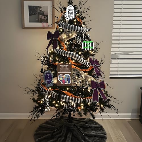 95 Inch Sandworm Tree Ornament Decorations with Warning Cards - White Black Variation