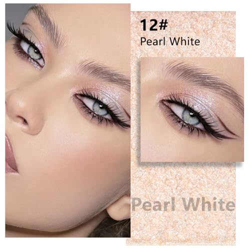 Pearl White Shimmer Eyeshadow Palette - Glitter & Metallic Shades, 0.04 oz - A12 Variation