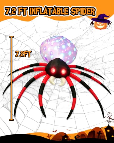 8FT Halloween Inflatable Spider with LED Lights for Outdoor Yard Decor