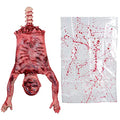 Halloween Bloody Half Body Prop with Hanging Bag - Creepy 29 Inch Latex Decoration for Haunted House & Party