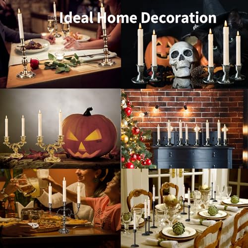 Flameless Taper Candles with Remote Control - 7 Inch LED Flickering Candle Sticks for Holiday Decor, 6 Pack