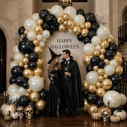 Black White Metallic Gold Double Stuffed Balloon Garland Kit for Celebrations Variation of THIS listing