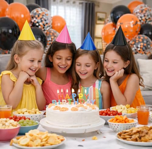 Orange Confetti Latex Balloons 12 Inch Party Decorations - 60 Pack with Ribbons