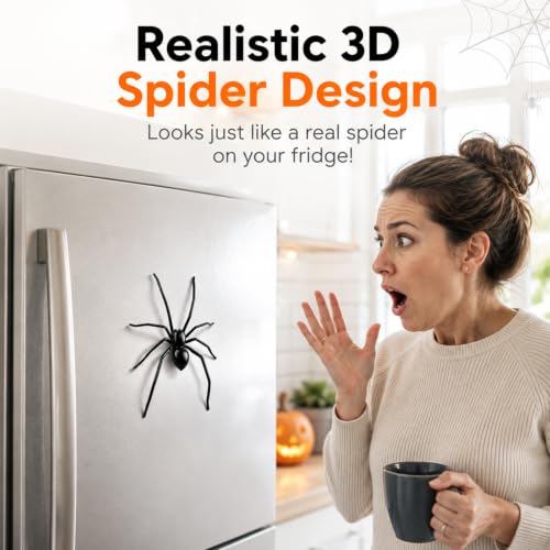 12PCS 3D Spider Fridge Magnets - Realistic Halloween Decor, Removable Magnet Set