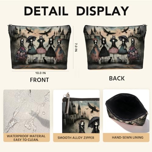 Goth Witch Makeup Bag - Multicolor Owl Cosmetic Travel Organizer