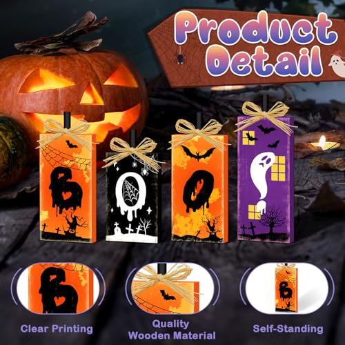Britimes Halloween Ghost Bat Sign Tiered Tray Decor - BOO! Variation