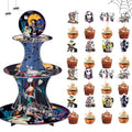 Night Before Christmas Cupcake Stand 3-Tier Halloween & Holiday Decor with Toppers