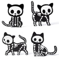 Halloween Skeleton Cat Wooden Figurines Set - Spooky Indoor Decor, 4 Pieces