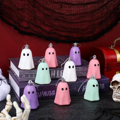 Halloween Ghost Hanging Ornaments - 20 Pastel Plastic Decorations for Home & Party