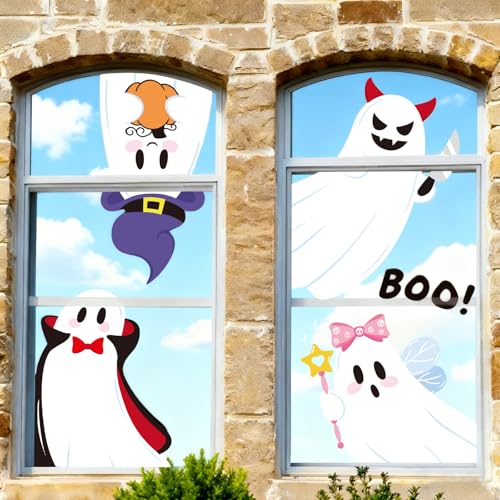 Halloween Ghost Window Clings - Large Reusable Stickers for Party & Home Decor