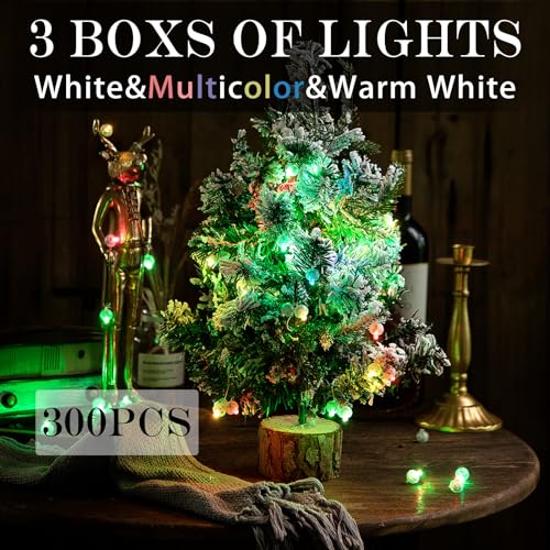 Waterproof LED Balloon Lights Set - 300pcs Multi-Color & Warm White Party Decorations