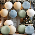 12 Pack Velvet Christmas Ornaments Balls - Large 4 Inch Morandi Flocked Holiday Decor
