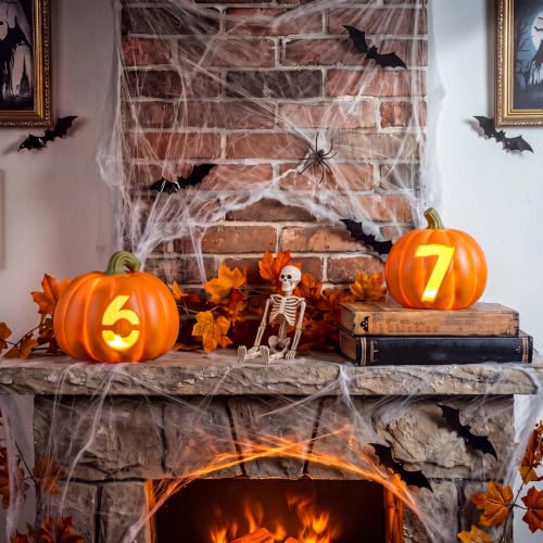 Halloween Pumpkin Lantern Set with Eerie Faces - Indoor & Outdoor Decor