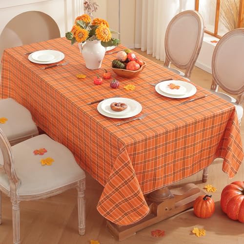 Fall Orange Rectangle Vinyl Tablecloth 52x70 Inches - Autumn Harvest Decor