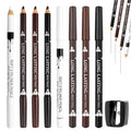 8Pcs Barber Pencil Set with Lid for Hairline & Beard Shaping - Natural Colors