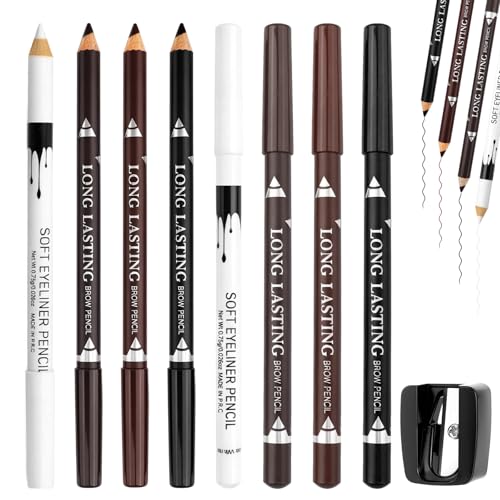 8Pcs Barber Pencil Set with Lid for Hairline & Beard Shaping - Natural Colors