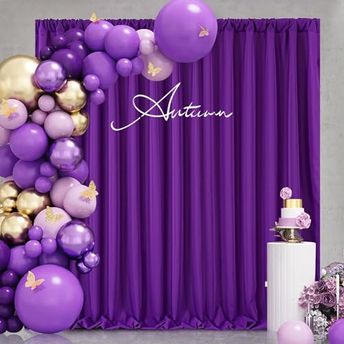 4Pcs Purple Polyester Backdrop Curtains 5ft x 8ft for Weddings Parties Photo Booths